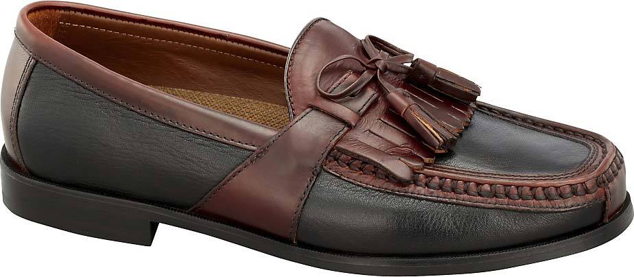 Johnston & Murphy Aragon II Kiltie Tassel in Black Smooth/Antique Mahogany Waxed