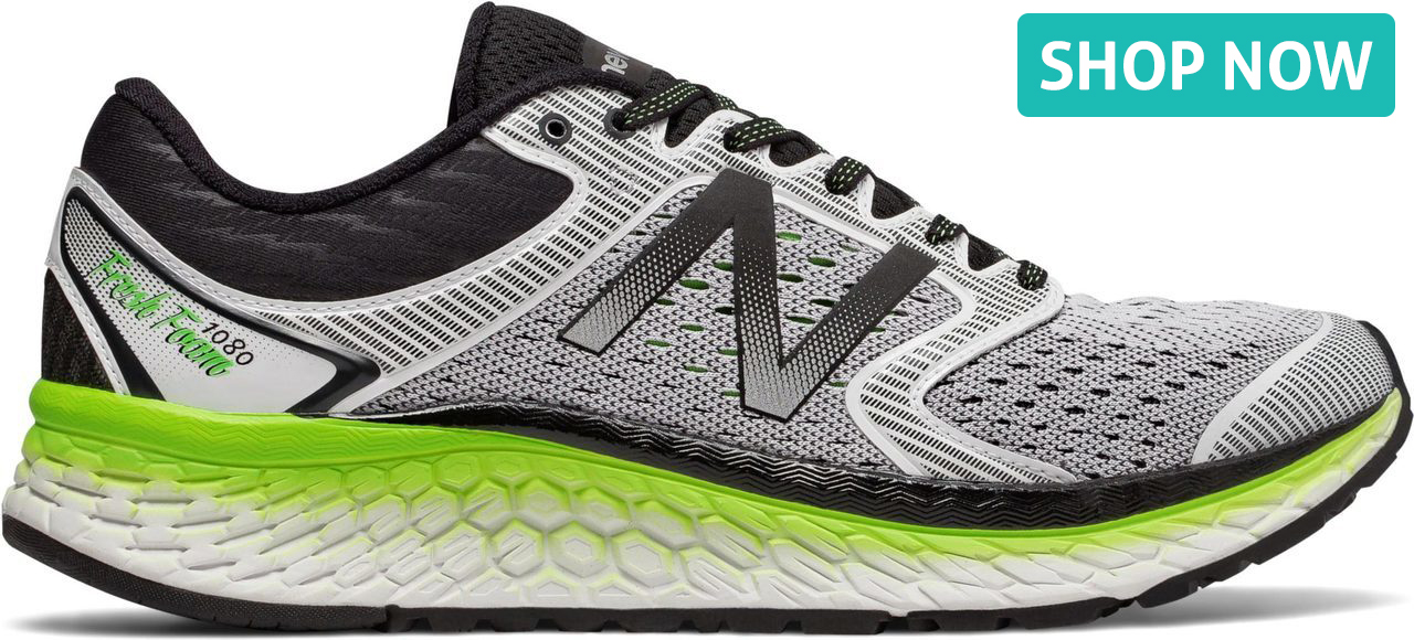 New Balance Men's Fresh Foam 1080v7 in White with Energy Lime