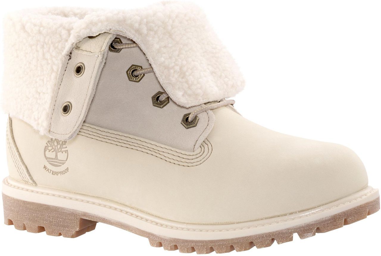 Timberland Teddy Fleece Fold-Down in Winter White Nubuck